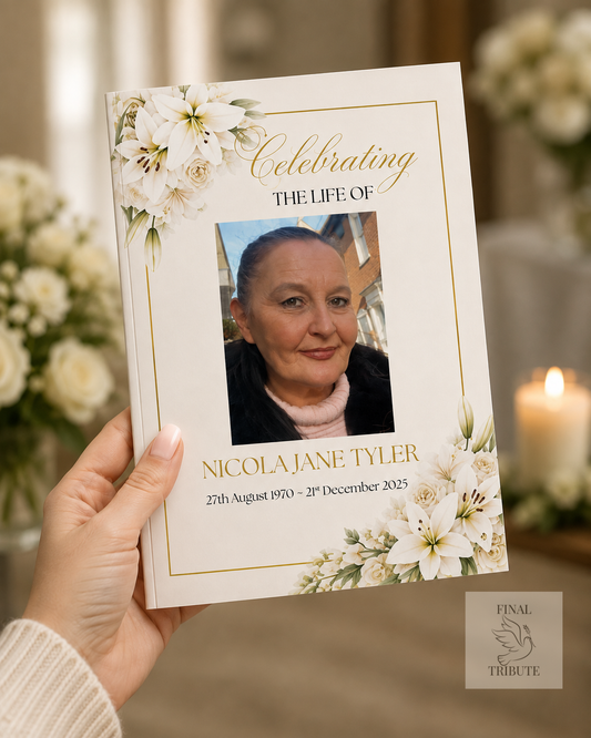 Personalised Funeral Order of Service Booklets | Premium Printed Memorial Service Programmes
