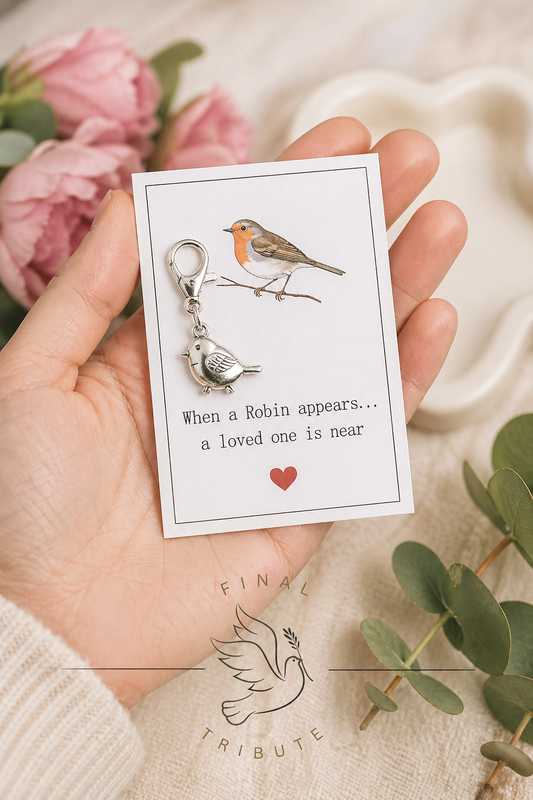 Robin Memorial Keyring – In Loving Memory Keepsake Gift – Sympathy & Bereavement Gift