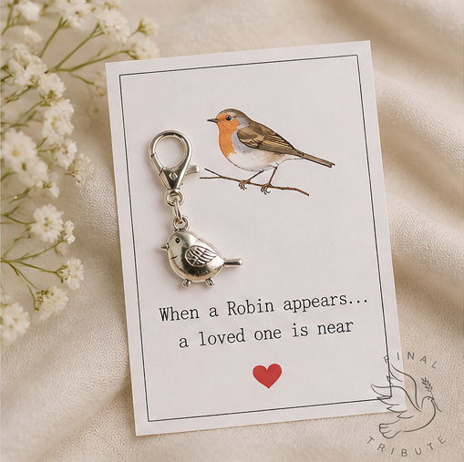 Robin Memorial Keyring – In Loving Memory Keepsake Gift – Sympathy & Bereavement Gift