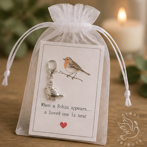 Robin Memorial Keyring – In Loving Memory Keepsake Gift – Sympathy & Bereavement Gift