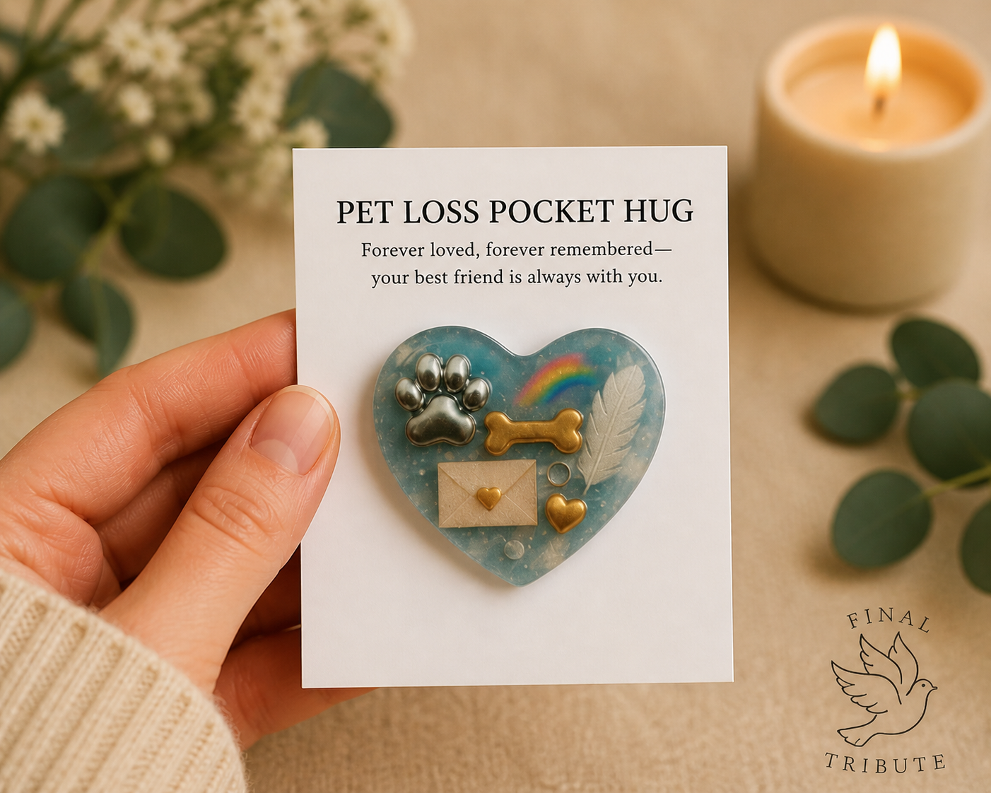 Pet Loss Pocket Hug – Dog Memorial Gift – Cat Sympathy Gift – Bereavement Keepsake – In Loving Memory Pet Gift