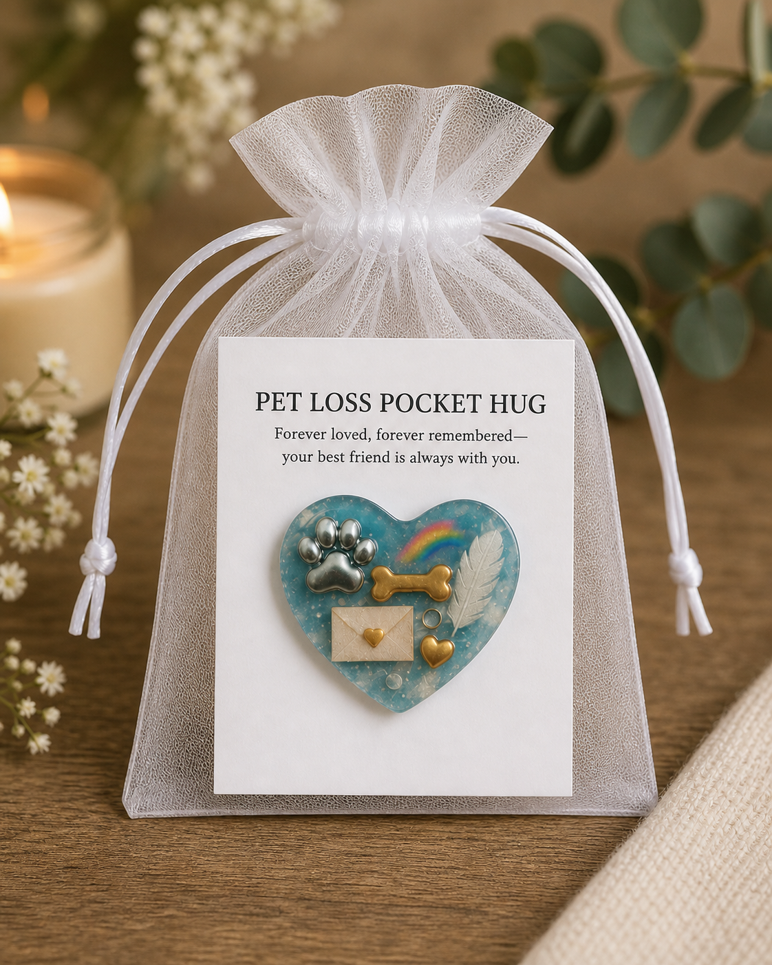 Pet Loss Pocket Hug – Dog Memorial Gift – Cat Sympathy Gift – Bereavement Keepsake – In Loving Memory Pet Gift