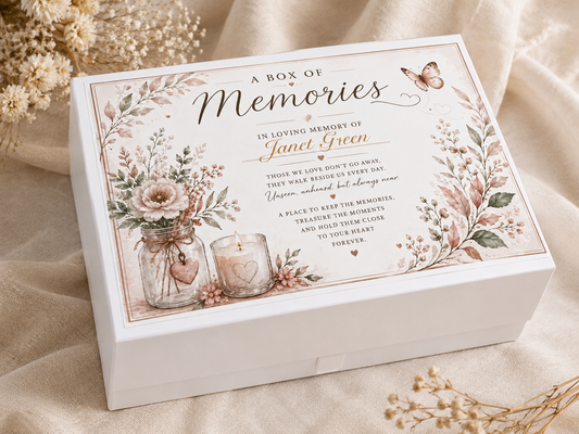 Personalised Memorial Memory Box | Magnetic Keepsake Box | In Loving Memory Gift | Bereavement Keepsake Box