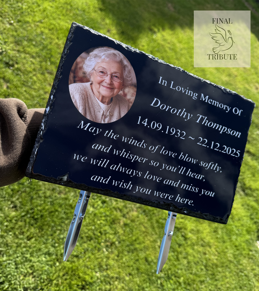 XL Personalised Photo Grave Marker | Weatherproof | Memorial Plaque | Headstone |