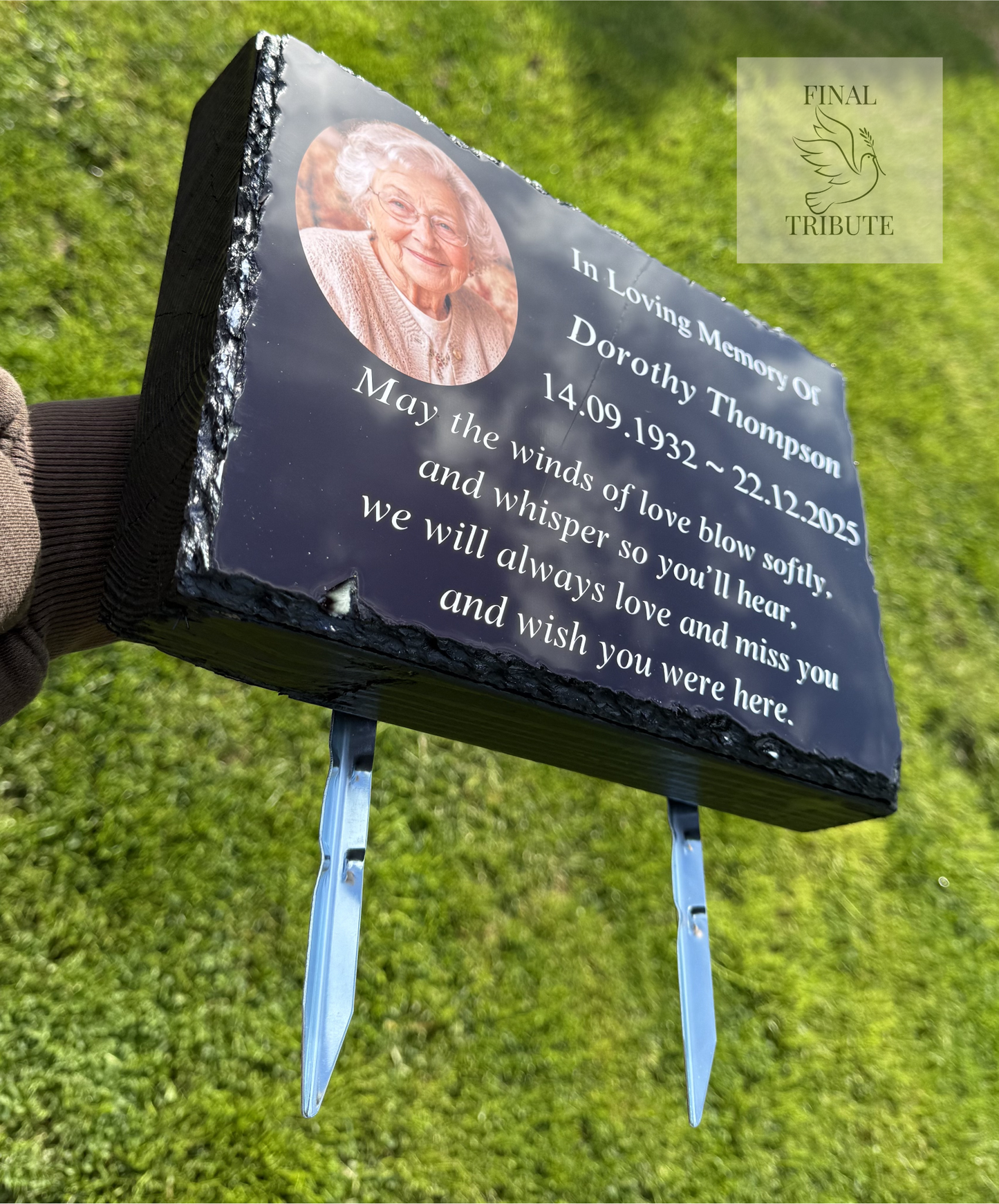 XL Personalised Photo Grave Marker | Weatherproof | Memorial Plaque | Headstone |