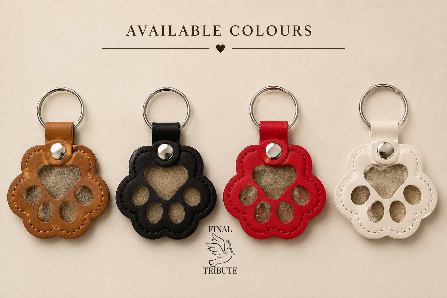 Pet Memorial Paw Print Keyring | Faux Leather  Pet Loss Keepsake | Dog or Cat Memorial Gift